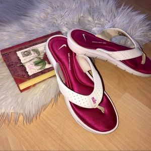Hot pink/white Nike Memory Foam Comfort Footbed Flip Flop Sandals